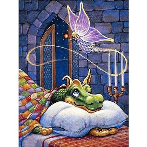 Diy 5d Full Diamond Embroidery Animal Diamond Painting Dragon Sleeping Fairy Mosaic Furniture Decoration Ornament Hobby Gift