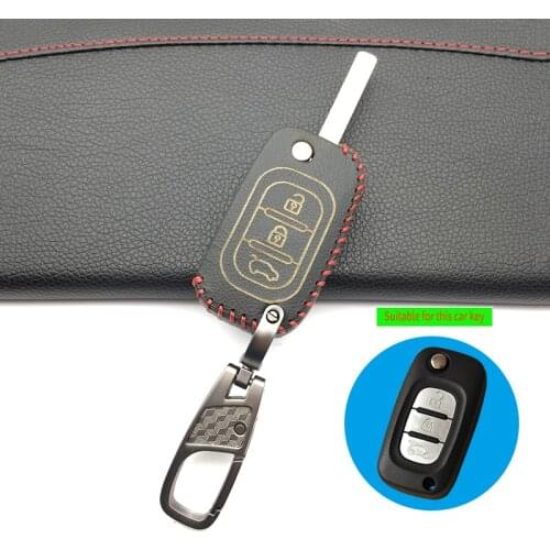 3 Buttons 100% Leather Car Key Case Cover For LADA Priora Sedan sport Kalina Granta Vesta X-Ray XRay / for Renault key shell fob