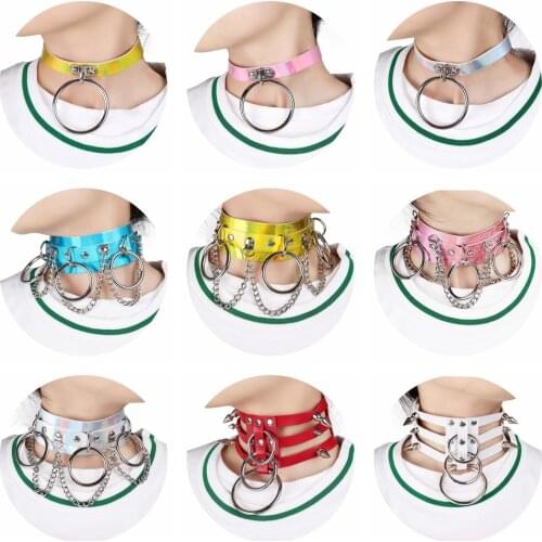Chocker Jewelry Fashion Cosplay Punk Leather Lock Key Heart Round Spike Collar Studded Choker Necklace Body Birthday Party Gift