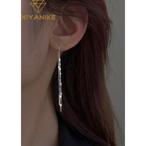 XIYANIKE 925 Sterling Silver Long Tassel Drop Earrings Female Fashion Temperament Handmade Jewelry Engagement Party Accessories