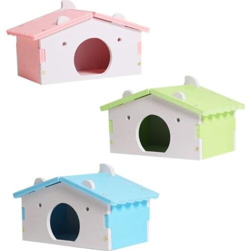 Hamster House Cages for Rat Mouse Funny Hamster Nest Bed House Villa Colorful Wooden Wood Cn(Origin) Approx. 95g ANENG 1 Pc