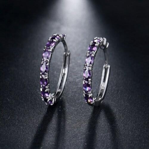 Ekopdee Vintage Cubic Zirconia Earrings Women CZ Round Rainbow Blue Hoop Earrings Jewelry Bridal Gift 2021 New