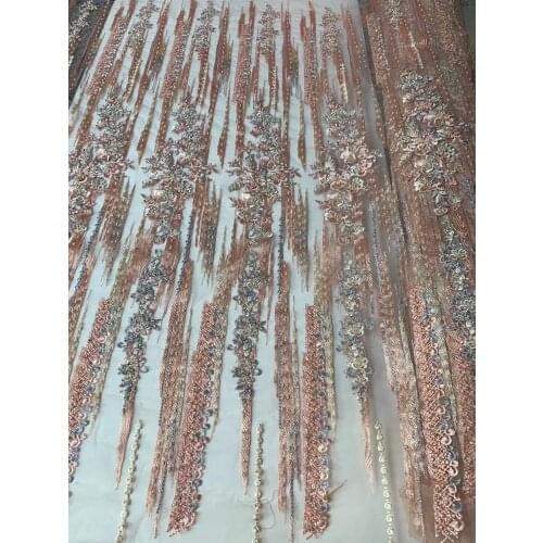 Nigerian french lace fabric special african Net Tulle with beads SYJ-99210 fashion design