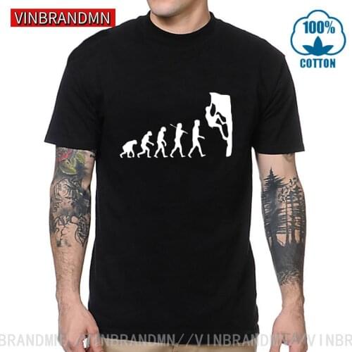 Rock Climbing Evolution T shirt men Evolution of Rock Climber T-shirt New Mountain Climb Tops Tee 70s 80s Trendy Casual Clothing