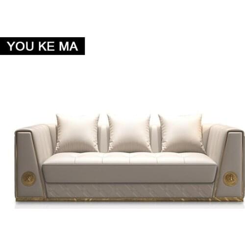 Modern leather sofa living room large apartment first layer cowhide sofa