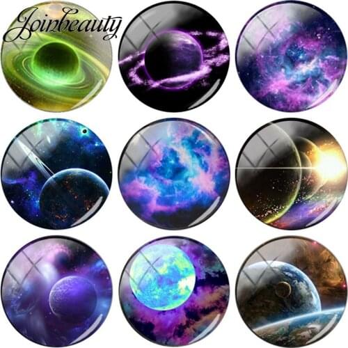 JOINBEAUTY Nebula Galaxy Planet Universe 25mm Glass Cabochon Photo Demo Flat Back Flatback For Keychain Necklace Jewelry Making