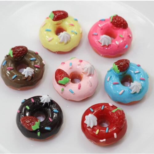 20/50pcs 20MM Resin Donuts Food Accessories Cute Kawaii Food Flatback Cabochons For Phone Deco, Scrapbooking DIY