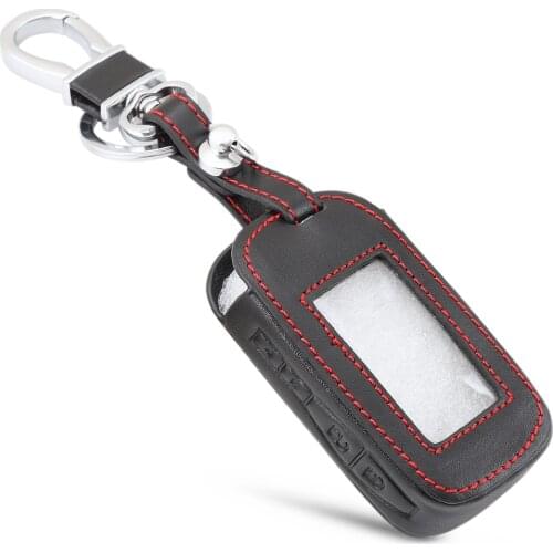 Leather Key Cover For Starline E90 E91 E60 E61 E62 LCD Remote Control Only Two Way Car Alarm Keychain Case