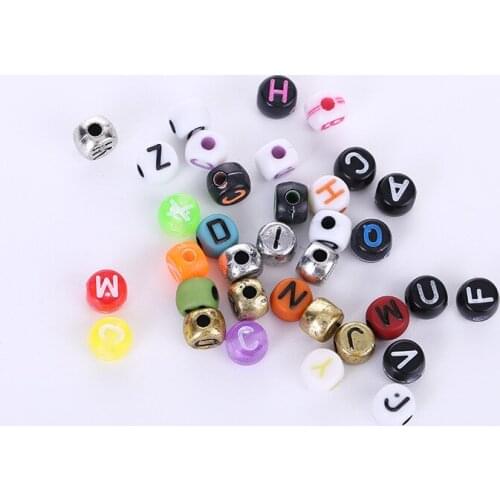 100pcs7*5mm Round Beaded Handmade Accessories DIY Jewelry Accessories Big Hole Color Letter Beads