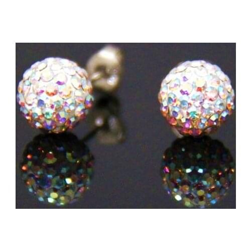 LUXUSTEEL 2019 New Fashion 10mm White/AB White/Red/Rose Red/Black/Blue /Yellow Stud Earring 10 Pairs Set Anti-allergic Earrings