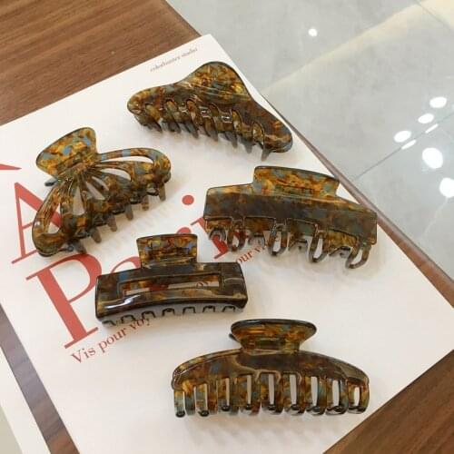 Fashion Design Large Marble Hair Claw For Women Girls Acrylic Hair Clip Korean Style Street Geometric Hair Accessories Headwear