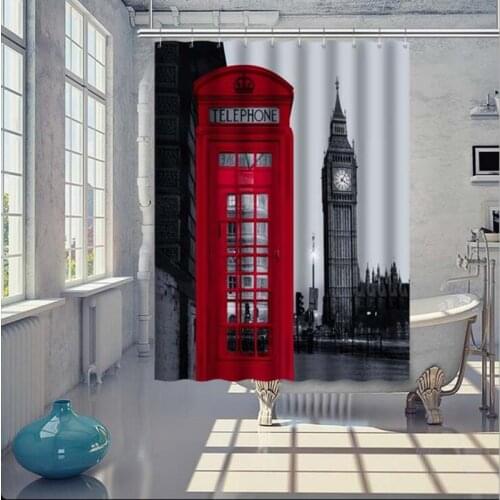 New Famous City Landmark Pattern Creative London Big Ben Pattern Shower Curtain Polyester 3D Waterproof Shower Curtains YL1