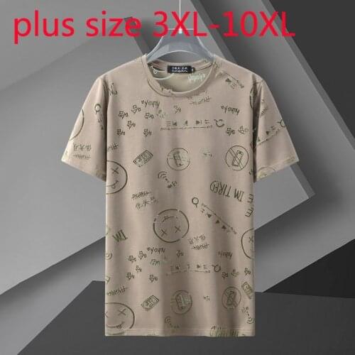 New Arrival Fashion Summer Thin Super Large Men Short Sleeve O-neck Knitted Print Plus Size 3XL 4XL 5XL 6XL 7XL 8XL 9XL 10XL