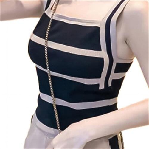 New Stylish Sexy Casual Slim Striped Sling Sleeveless Crop Top Tank Top Streetwear for Dating