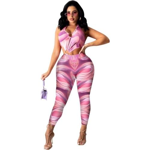 Tie Dye Skinny One Piece Pencil Pants Off Shoulder Backless High Waist Sexy Rompers Women Jumpsuits Outfits 2021 New Arrival