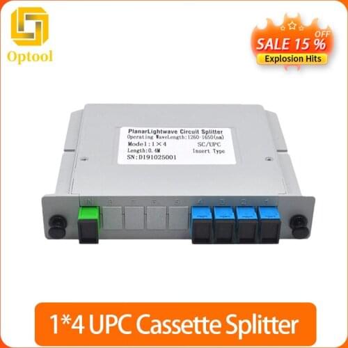 Free Shipping 10pcs/lot SC UPC 1X4 Fiber Optic FTTH cassette box Optical Coupler SC UPC PLC 1X4 fiber splitter Box
