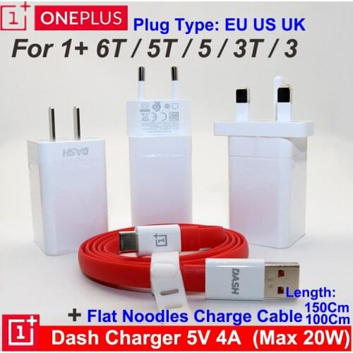 Original Oneplus 6T DASH Charger Oneplus 5T 5 3T 3 5V4A Quick Fast charging Adapter USB 3.1 Type-C Data line Dash Charge Cable
