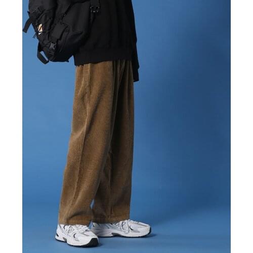 Autumn/winter Corduroy Pants Mens Fashion Casual Pants Men Streetwear Loose Hip-hop Straight Wide-leg Pants Mens Trousers M-3XL