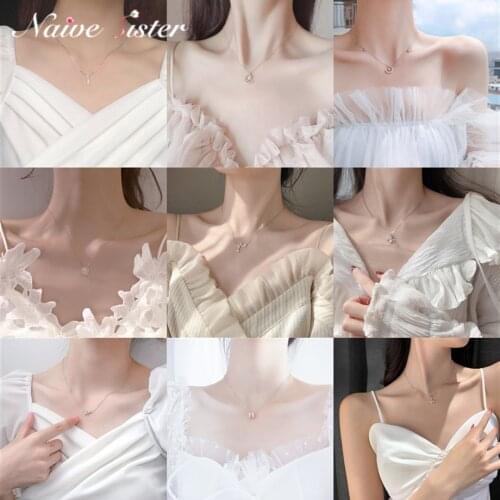 Cute Crystal Choker Necklace for Women Moon Star Butterfly Necklaces Pendants on Neck Chocker Girls Korean Jewelry Gift Bohemian