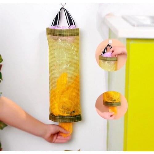 40*12CM Kitchen Hanging Storage Bag Vegetable Potato Fruit Mesh Bag Plastic Bag Dispenser Kitchen Storage Organizer Container