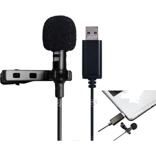 Portable USB Mini Microphone 2m Lapel Lavalier Mic Clip-on External Buttonhole Microphones for Laptop PC Computer Recording Chat