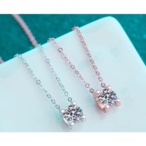 Passed Diamond Test Perfect Moissanite 0.5-1 CT Horn Type Necklace 925 Sterling Silver Necklace Chain for Women Jewelry Luxury