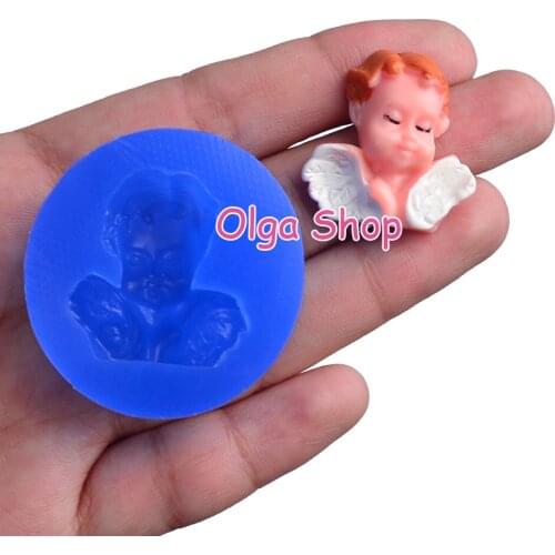 PYL032 26.7mm x 24.8mm Angel Silicone Mold Fondant Cake Decoration Candy Resin Clay Earrings Necklace Craft Soap Candle