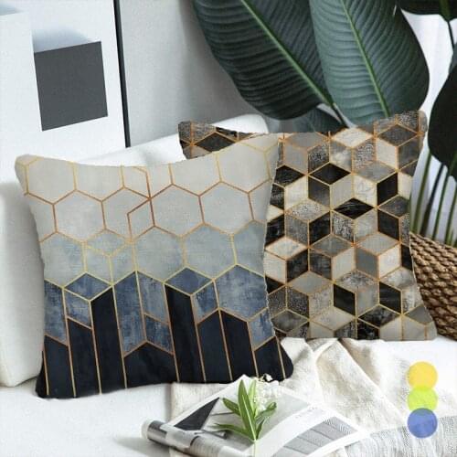 Modern Fashion Cushion Cover 45*45cm Geometric Pattern Fauxlinen Pillow Covers Simple Decorative Pillowcase Art Home Decoration