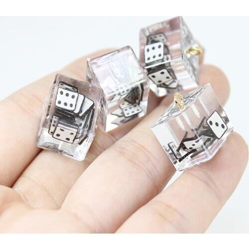 Yamily 10pcs/Resin Dice Square Charm 3D Transparent Korean DIY Square Jewelry For Earrings Keychain Bracelet Necklace Making