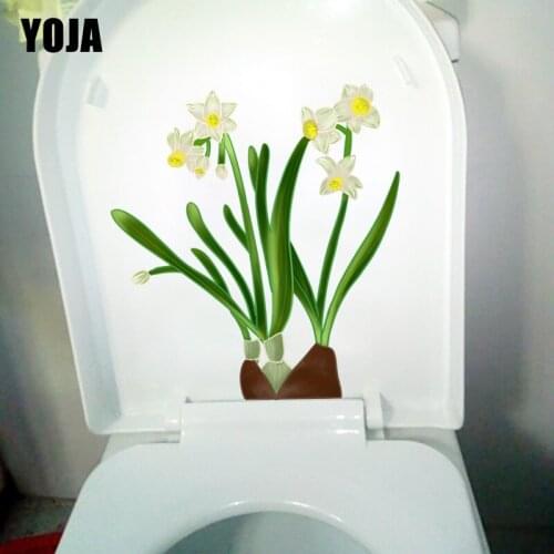 YOJA 21.5X23.3CM Plant Daffodil Fresh Plant Toilet WC Decor Creative Home Room Wall Sticker Decal T1-1327
