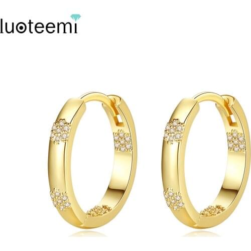 LUOTEEMI Gold Hoop Earrings for Women Korean Fashion Jewelry 2021 Boucle Oreille Femme Friends Gifts Wholesale Items Free Ship