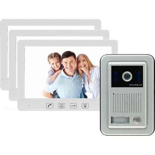 ZHUDELE Luxury 10.1" Monitor Video Intercom Door bell Phone System 700TVL Night Vision CCD Outdoor Camera+Electric Lock optional