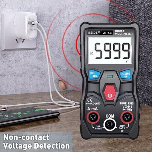 ZT-5B Tester Meter Capacitance Meter 6000 Counts NCV Digital Smart Multimeter with BT True RMS Voltage Tester