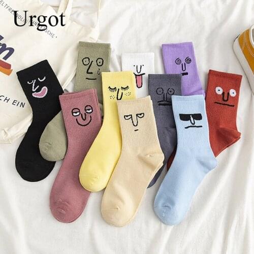 Urgot 1 Pair Unisex Surprise Women Socks Harajuku Colorful Funny Socks Funny expression personality Men Cotton cute Size 35-42
