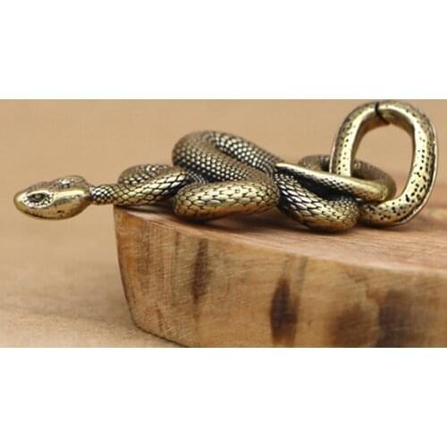 1pc Hot Sale Brass Metal Snake Shape Keychain Handmade Key Chain Fashion Snake Shape Key Ring Handbag Pendant