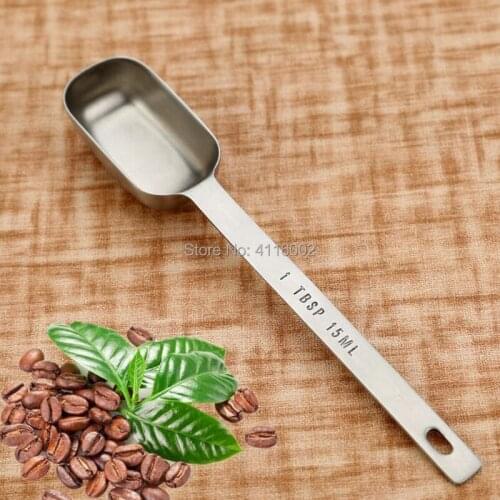 100pcs 15ml Stainless Steel Measuring Spoons With Scale Coffee Bean Powder Measuring Long Handle Spoon Kitchen Tool