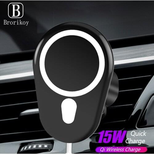 15W Qi Wireless Charging Car Magnetic Charger Stand Holder for iPhone 12 Mini Pro Max Mobile phone Air Vent Adsorbable Bracket