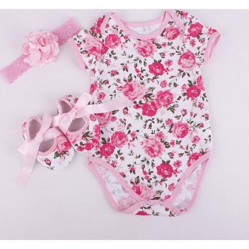 2PCS Newborn Baby Girl Clothes Floral Leopard Short Sleeve Romper Jumpsuit+Shoes+Hairband 3Pcs Sets Baby Summer Clothing 0-12M
