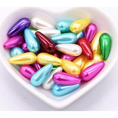 30pcs/lot 17x8mm Mixed Colors Drop Beads ABS Loose Beads DIY Handmade Jewelry Accessories