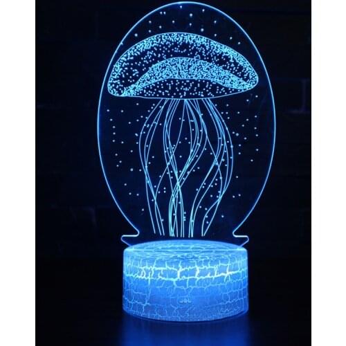 Marine life jellyfish theme 3D Lamp LED night light 7 Color Change Touch Mood Lamp Christmas present Dropshippping