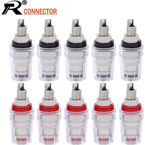 5Pairs/10pcs Banana Plug Jack Binding Post Terminal Nickle Plated Banana Plug Socket Terminals Amplifier Speaker Connector