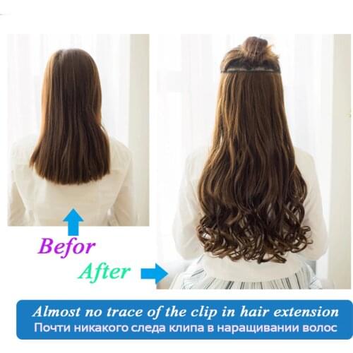 Allaosify 60cm Long Synthetic Hair Clip In Hair Extension Heat Resistant Hairpiece Natural Wavy Hair Piece Halo Hair Extensions