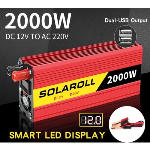 600w 1500w 2000wCar Power Inverter DC 12V to AC 220V Auto Portable Charger Converter Adapter Modified Sine Wave Universal Socket