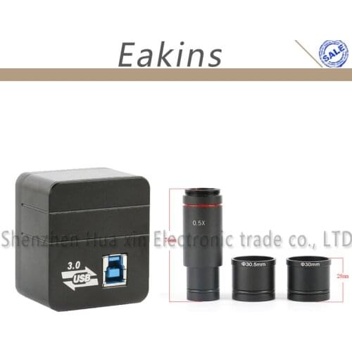 5.0MP USB3.0 HD Digital Industrial Microscope Video C-mount Electronic Camera+0.5X C-MOUNT Adapter And 30mm/30.5mm Adapter Ring