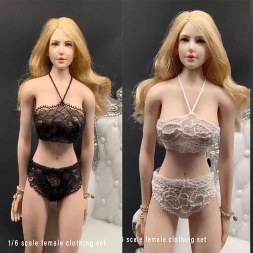 CJG-036 1/6 Female Lace Underwear Panties Set Black Clothes Accessories Fit 12'' Action Figure Dolls In Stock