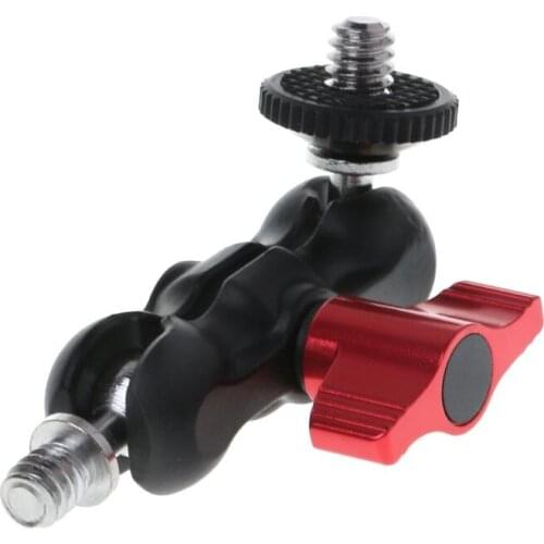 Double Ball Head Shoe Mount Adapter Magic Arm 1/4\" Screw Portable GPS Phone LCD Monitor DV Video Light DSLR Camera