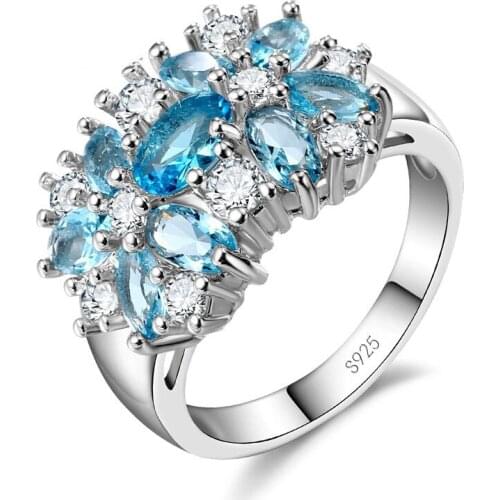 Purple 925 Sterling Silver Sparkling Rings for Women Girls Brilliant CZ Crystal Wedding Engagement Jewelry Promotion Sale