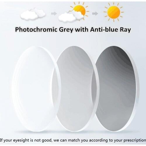 High Quality 1.56/1.61/1.67 Index Photochromic Grey Anti-blue Rays ASPHERIC Optical Prescription Lenses for Myopia