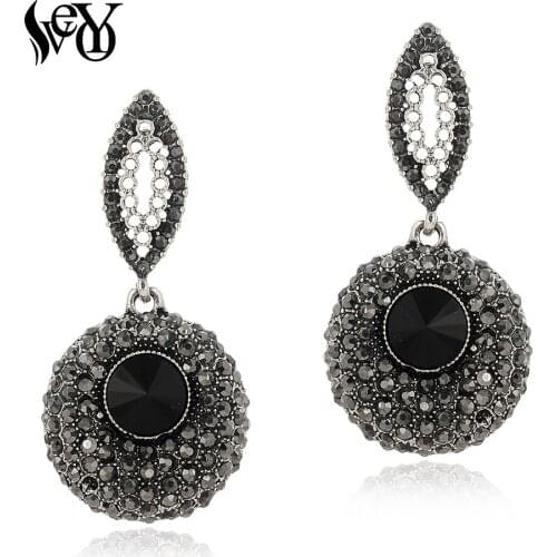 VEYO Classic Rhinestone Drop Earrings for Women Round Dangle Earrings Fashion 2019 Brand New Gift Jewelry