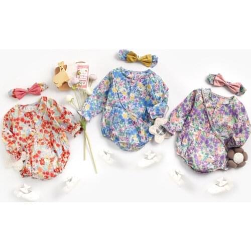 Baby girl clothes newborn jumpsuit floral newborn clothes spring and autumn baby bodysuit 100% cotton girl jumpsuit Gift scarf